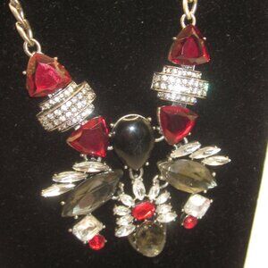 Red & Black Rhinestone Statement Necklace
